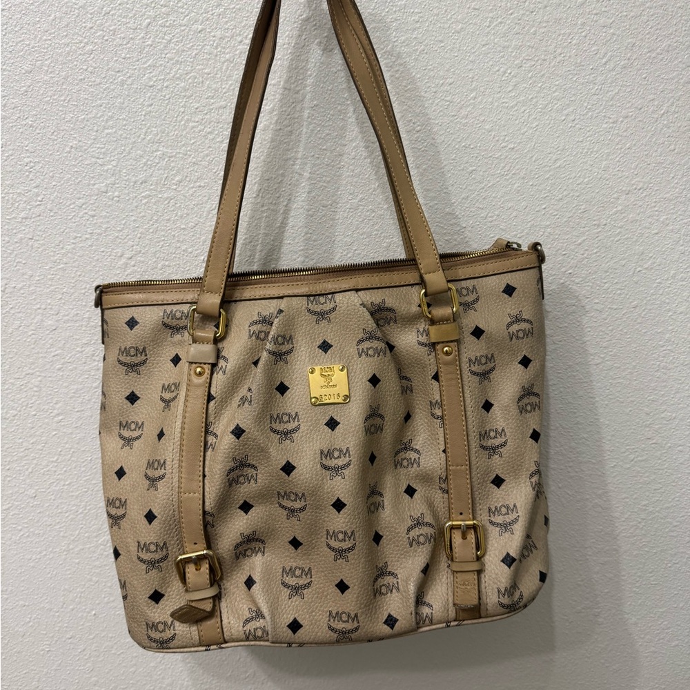 MCM Beige Monogram Tote